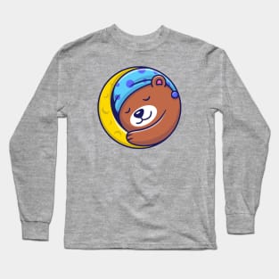 Cute Bear Sleeping On Moon Long Sleeve T-Shirt